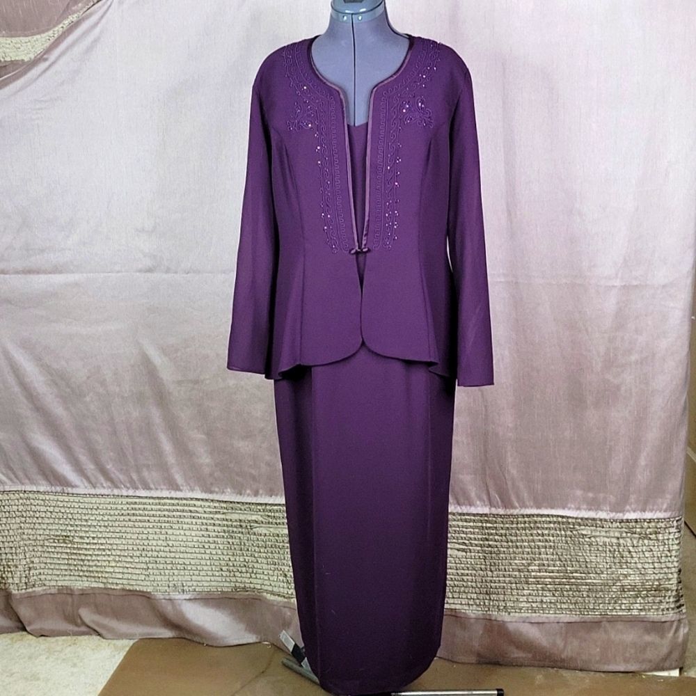 R&M RICHARDS BY KAREN KWONG 2PC Dress and Jacket Evening Wear 12P